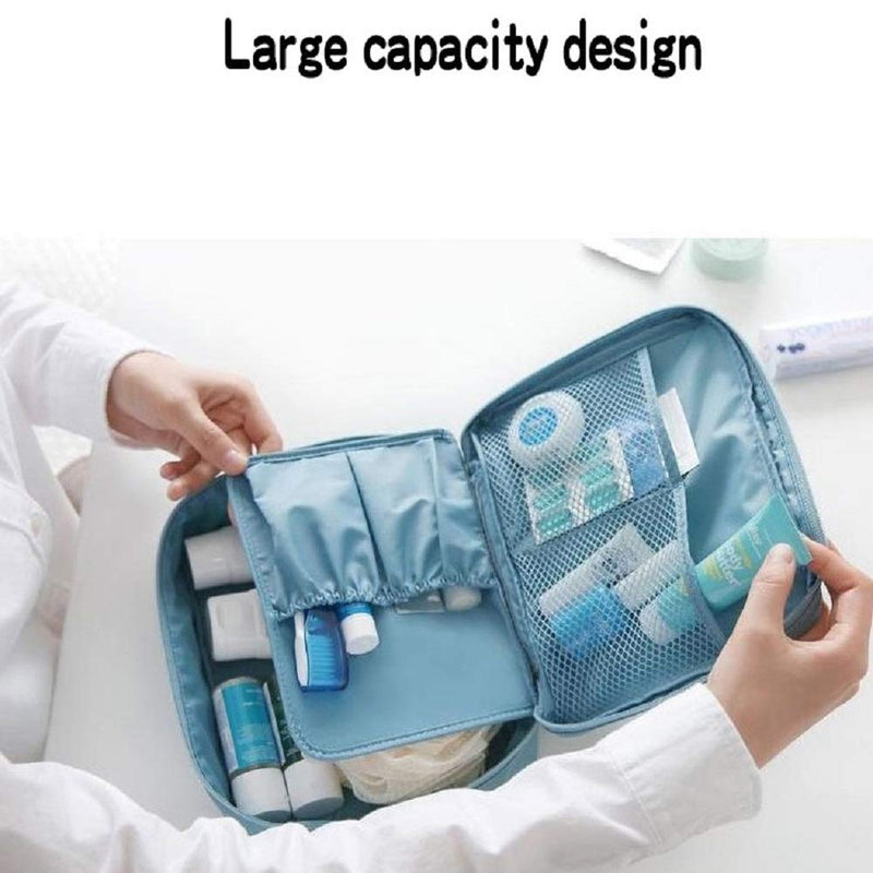 [Australia] - Make Up Bags for Traveling, Cosmetic Makeup Bag Organizer Cosmetiqueras Tote Waterproof Chic Make up Travel Bag Cosmetiquera Ultra-light for Women and Girls with Handle and Divide Space, Blue Spot 