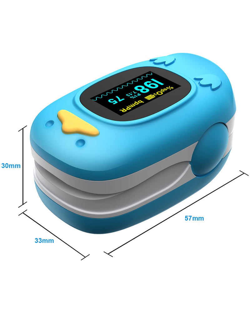 [Australia] - Children Fingertip Pulse Oximeter Blood Oxygen Saturation Monitor for Baby Kids and Pediatric Portable Oxygen Monitor with OLED Screen Included Batteries Blue 