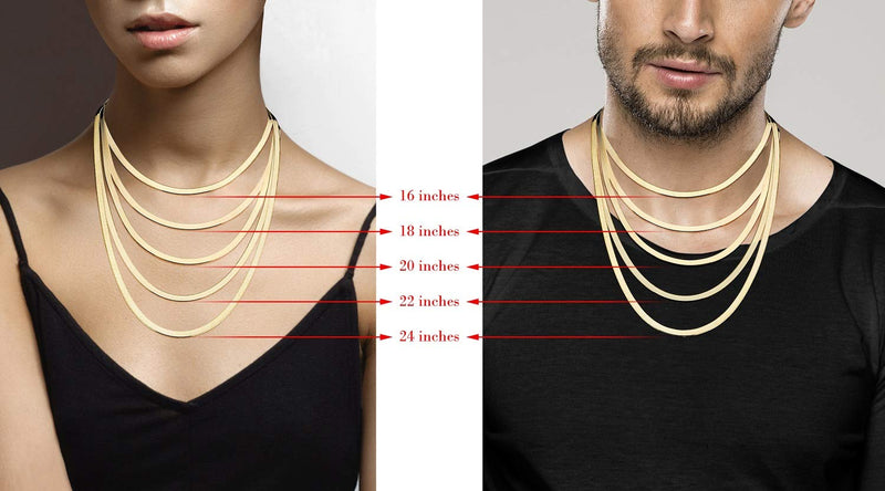 [Australia] - Miabella 18K Gold Over Sterling Silver Italian Solid 4.5mm Flexible Flat Herringbone Chain Necklace Men Women 16, 18, 20, 22, 24 Inch 925 Made in Italy Length 16 Inches (choker length) 