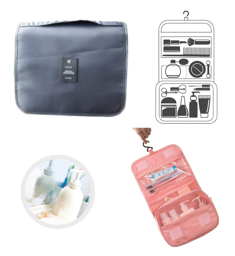 [Australia] - Portable Travel Large Capacity Storage Bag Mens and Womens Hook Cosmetic Bag (Gray) Gray 
