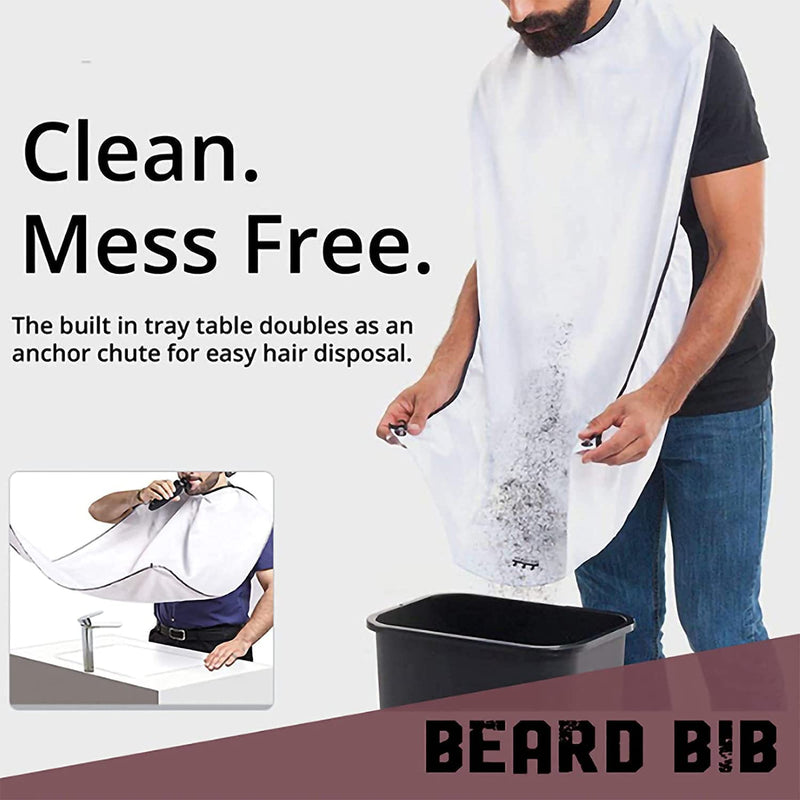 [Australia] - Shaving Bib Beard Bib Apron Beard Shaping Tool Beard Hair Clippings Catcher Trimming Accessories with Suction Cups Hair Nylon Beard Trimming Perfect Grooming Gift for Men Father Husband 