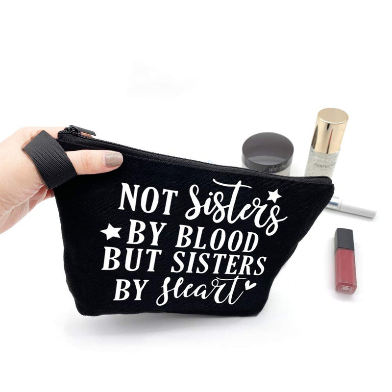 [Australia] - HomeLove Inc. Not Sisters by Blood but Sisters by Heart Black Cosmetic Makeup Travel Bag Toiletry Kit Inspirational Sister Gifts 