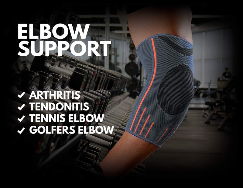 [Australia] - VITTO Elbow Support - Elbow Brace - Compression Arm Sleeve for Tendonitis - Arthritis - Best for Tennis Elbow - Golfers Elbow - Weightlifting (M, Grey, Single) M 1 