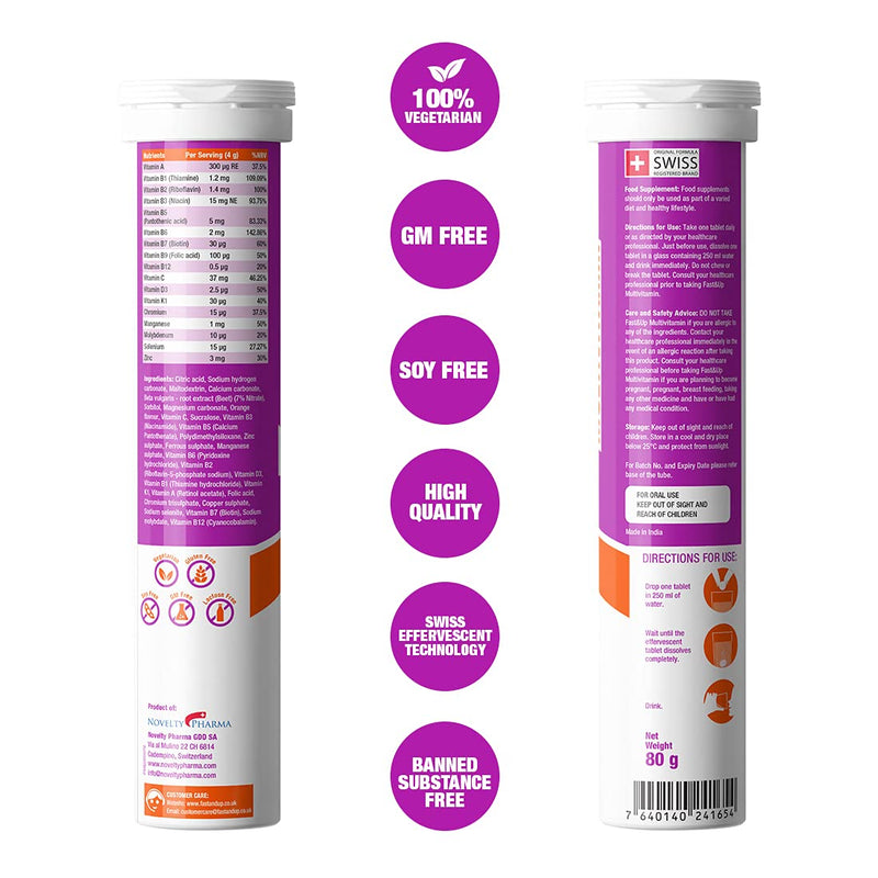 [Australia] - Fast&Up Multivitamin � Complete Multivitamin Supplement � All Day Energy � 20 Effervescent Tablets � Supports Immune System � Orange 20 Count (Pack of 1) 