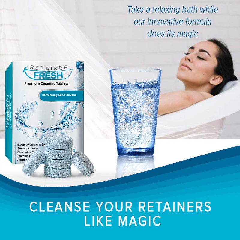 [Australia] - Retainer Cleaning Tablets - 120 Tablets 4 Months Supply Retainer Fresh, Brite, and Stain-Free - Retainer Cleaner Tablet, Invisalign, Mouth Guard, Dentures, Aligners 120 Count (Pack of 1) 