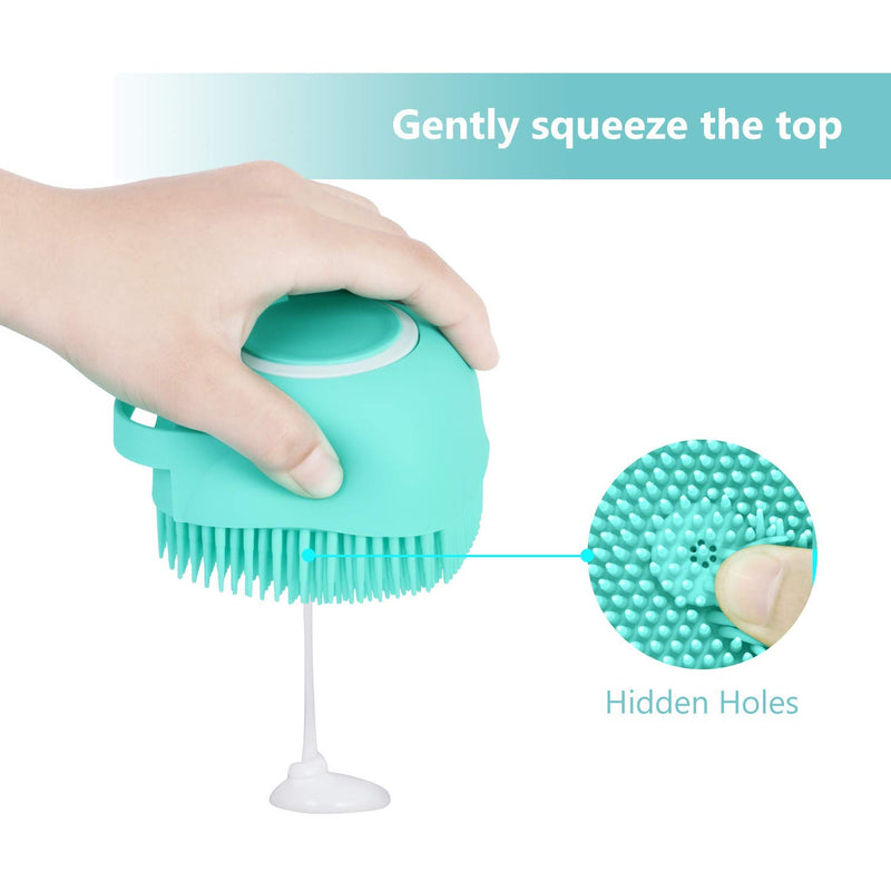 [Australia] - Silicone Massage Both body scrubber, small size silicone bath loofah brush with soap dispenser, Shower Exfoliating Bath Shower Cleaning Brush for Women,Men, kids Sensitive Dry Skin (Blue) 