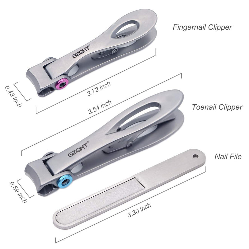 [Australia] - SZQHT Extra Wide Jaw Opening Nail Clippers for Thick Nails Cutter for Ingrown Toenail Clippers & Fingernails Manicure Set,Pedicure Kit,Men & Women(Silver) Silver 