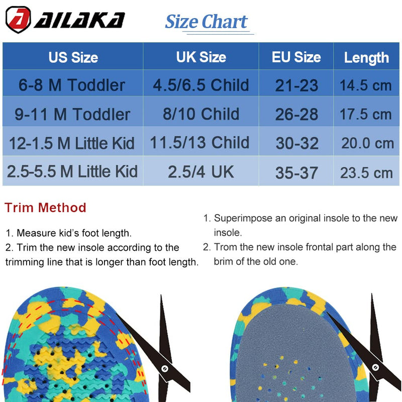 [Australia] - Ailaka Kids Orthotic Cushioning Arch Support Shoe Insoles, Children EVA Foam Inserts for Flat Feet, Plantar Fasciitis 11.5/13 UK Child 