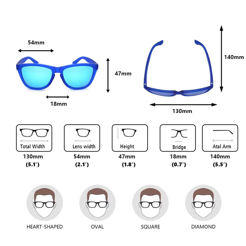 [Australia] - Ephiu Polarized Sunglasses for Men and Women Color Mirror Lens Retro UV Protection Beach Mirror Sun Glasses C10 