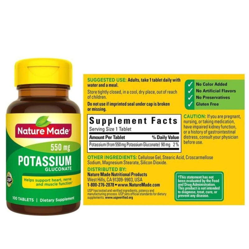 [Australia] - Nature Made Potassium Gluconate 550mg, 100 tablets 