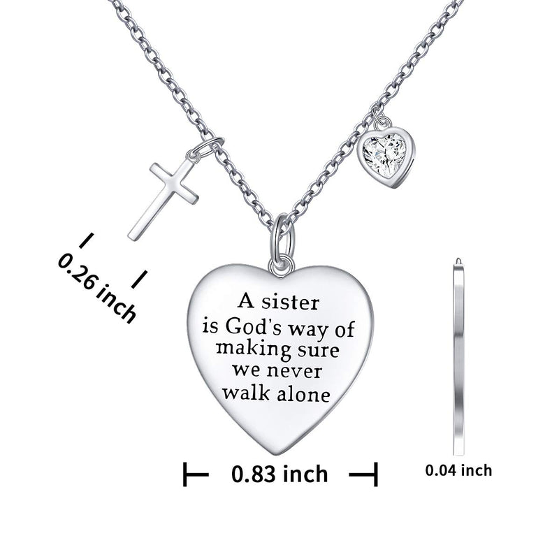 [Australia] - Sister Necklace Sister Gifts Real Sterling Silver Heart Pendant Necklace Sister Gifts from Sister 