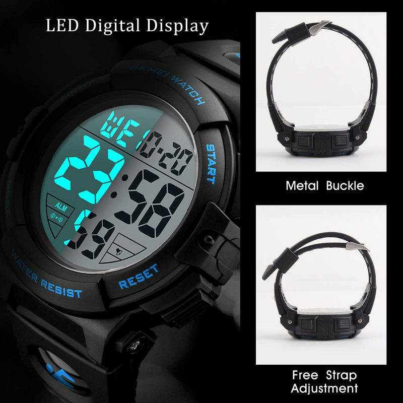 [Australia] - Mens Digital Watch - Sports Military Watches Waterproof Outdoor Chronograph Military Wrist Watches for Men with LED Back Ligh/Alarm/Date 01-Blue 