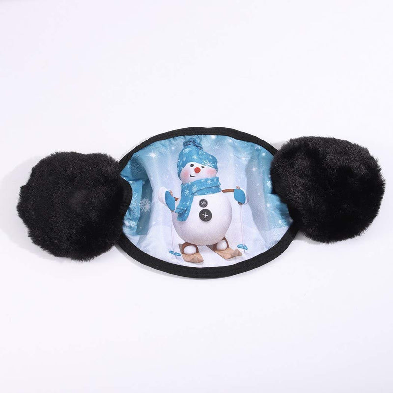 [Australia] - Brinote Christmas Warm Ears Mouth Cover Blue Snowman Mouth Covering Washable Cotton Fave Cover for Women and Man 