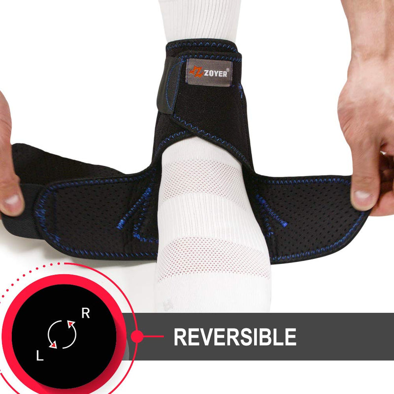 [Australia] - ZOYER USA Recovery Ankle Brace w/ Dual Spring Stabilizers for Men and Women, Breathable Neoprene, Open-Heel, Adjustable, Splint Flexion Resistance, Joint Stress Reduction & Rehabilitation (S/M) Small/Medium (Pack of 1) 