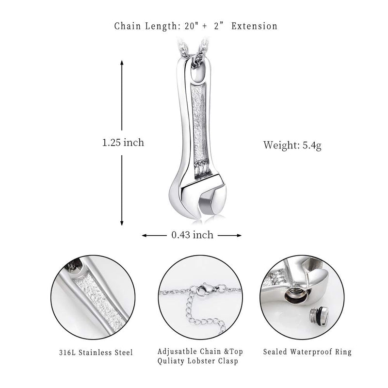 [Australia] - shajwo Cremation Jewelry for Ashes Stainless Steel Wrench Hammer Urn Pendant Locket Keepsake Memorial Necklace for Human Ashes Holder for Women Men 