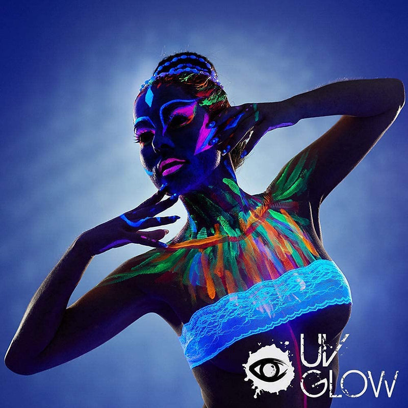 [Australia] - UV Glow Neon Face and Body Paint Set of 6 Tubes - Fluorescent - Brightest glow under UV! 
