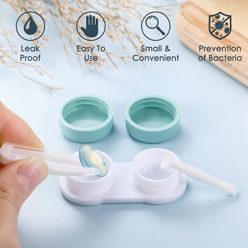 [Australia] - Medo 4 Pack Contact Lens Cases, Contact Lens Container Box Portable Travel Contact Lens Case Left/Right Eyes Contact Lens Holder with Storage Box Tweezers Wearing Stick 