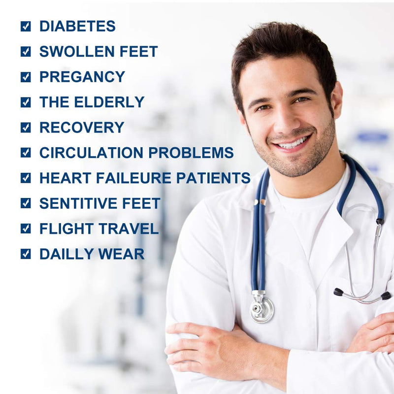 [Australia] - Facool Diabetic Socks for Men Women, Dress Cushioned Crew Cotton Socks with Non-Binding,Loose Top,Seamless Toe 6 Pairs 6 X White Large 