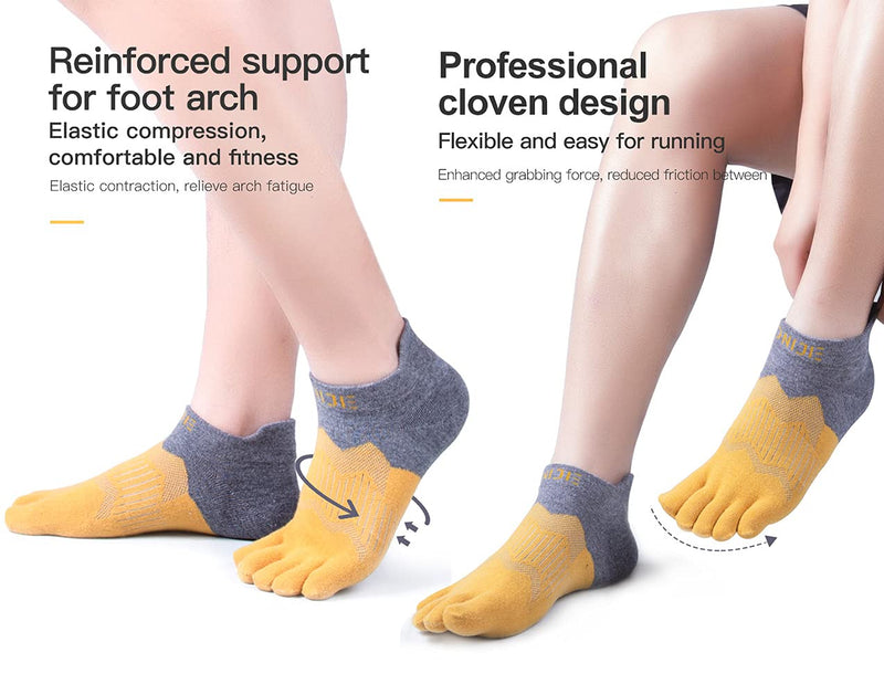 [Australia] - OrrinSports 3 Pairs Women & Men's Athletic Toe Socks Five Finger Socks 01B# Low Cut/3 Pairs - Medium (5-7.5) 