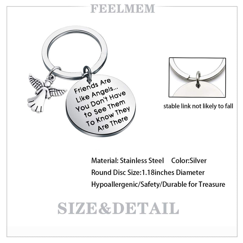 [Australia] - FEELMEM Friendship Keychain Friends are Like Angels You Don't Have to See Them to Know They are There Friend Jewelry Gift for BFF Sister silver 