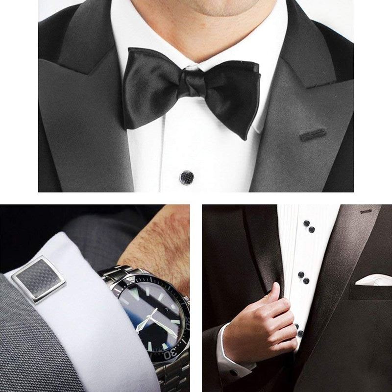 [Australia] - Rovtop Cufflinks and Studs Set for Tuxedo Shirts Business Wedding Square Cufflinks 