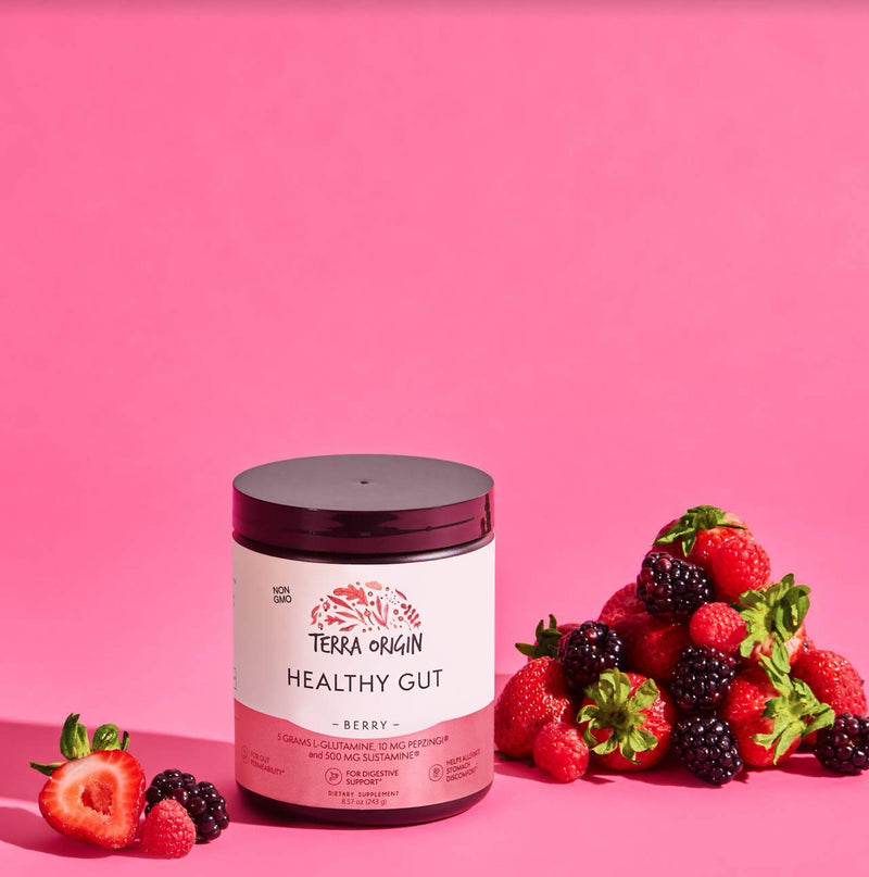 [Australia] - Terra Origin Healthy Gut Berry with L-Glutamine, Zinc, Glucosamine, Slippery Elm Bark, Marshmallow Root and More! Supports intestinal Permeability, IBS, Bloating, Gas and Constipation* 8.57 Ounce (Pack of 1) 