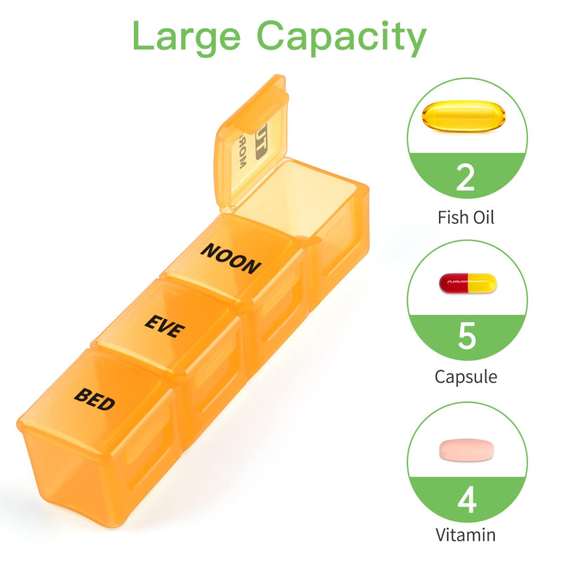 [Australia] - Pill Box Organiser 7 Day, Opret Pill Dispenser Weekly 4 Times a Day with 28 Compartment for Travel Home Use Tablets Vitamin Fish Oil BPA Free Coloured 