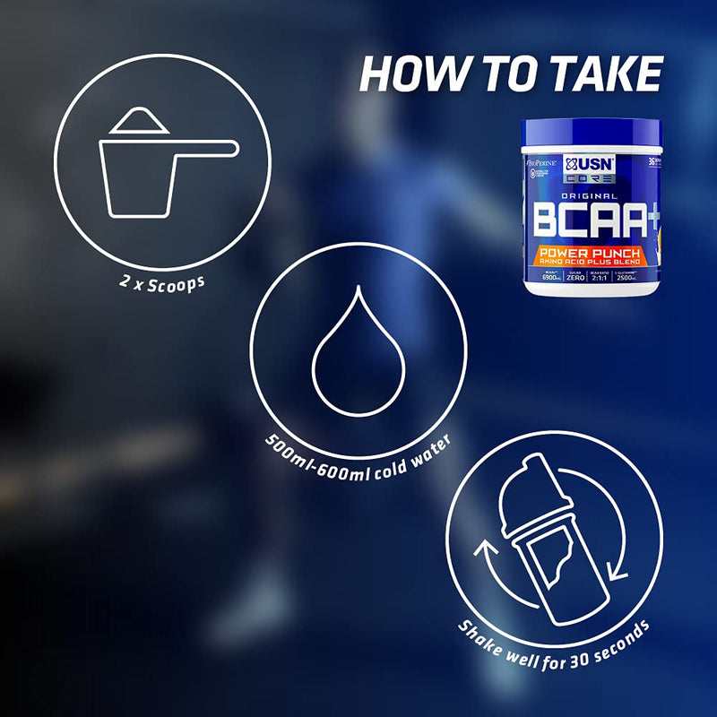 [Australia] - USN BCAA Power Punch Tangerine 400g: Refreshing BCAA Powder, Intra Workout Drink with Vitamin B6 and Amino Acids 