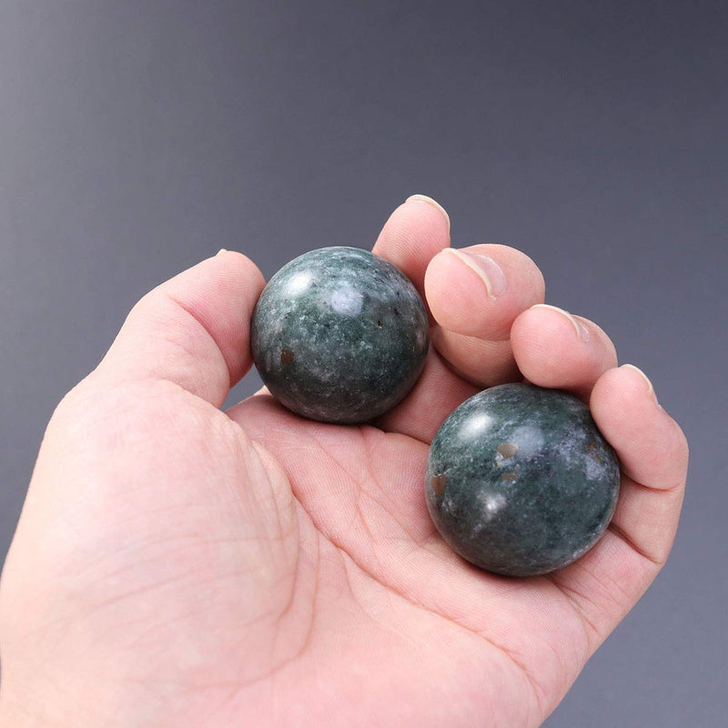 [Australia] - ROSENICE 2pcs Natural Stone Massage Ball Meditation Fitness Hand Exercise Healing Ball for Hand Therapy Stress Relief (Black) 