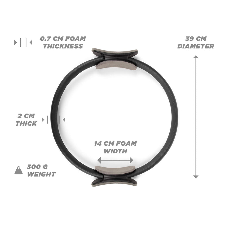 [Australia] - Phoenix Fitness RY1009 Pilates Ring Double Handle Exercise Circle Fitness Magic Circle Resistance Ring Dual Grip for Yoga Core Training 15 Inch, Black 