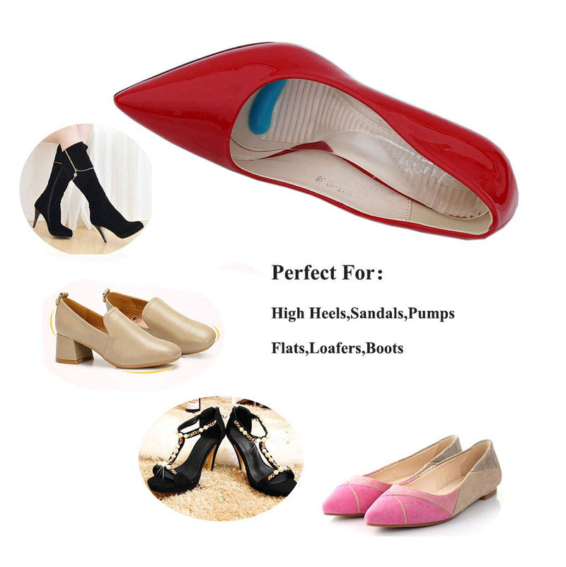 [Australia] - High Heel Cushion Inserts Women,Gel Insoles Women Ball of Foot Inserts for Sandals,Silicone Cushion Shoe Insoles,Women Insoles High Arch,Arch Support Shoe Insert Flat Feet Ladies,Pump Inserts Blue+clear-2 Pairs 