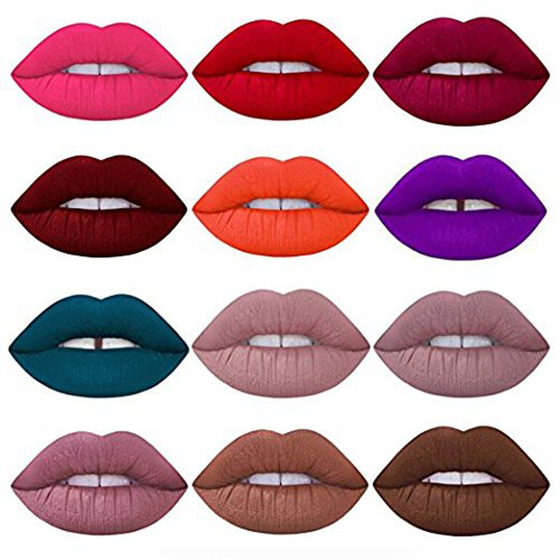 [Australia] - DONGXIUB Lip Gloss -12 Colors Set Waterproof Long Lasting Madly Matte Lip Gloss Liquid Lipstick Beauty Makeup Cosmetics 