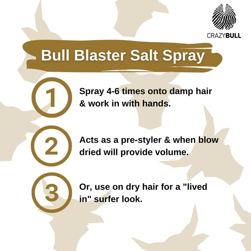 [Australia] - Crazy Bull Sea Salt Spray - Vegan & Water-Based Bull Blaster with Natural Matte Finish & Firm Hold - Thickening & Volumising Texture Hair Styling Product for Men & Women, Citrus Scent 