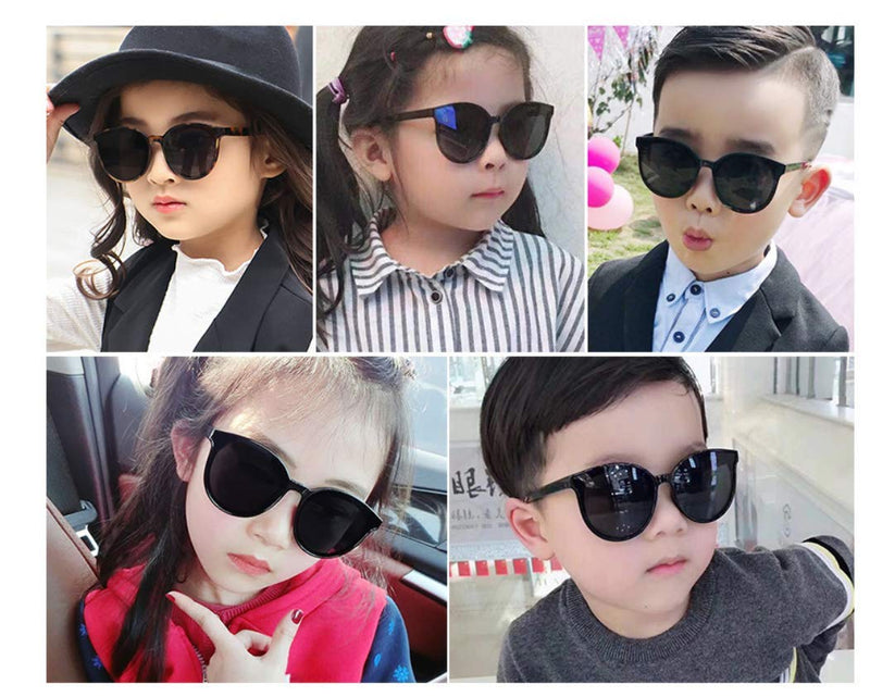 [Australia] - FOURCHEN Oversized Square Sunglasses for kids, Flat Top Fashion Shades sunglasses for girls and boys Black Grey 