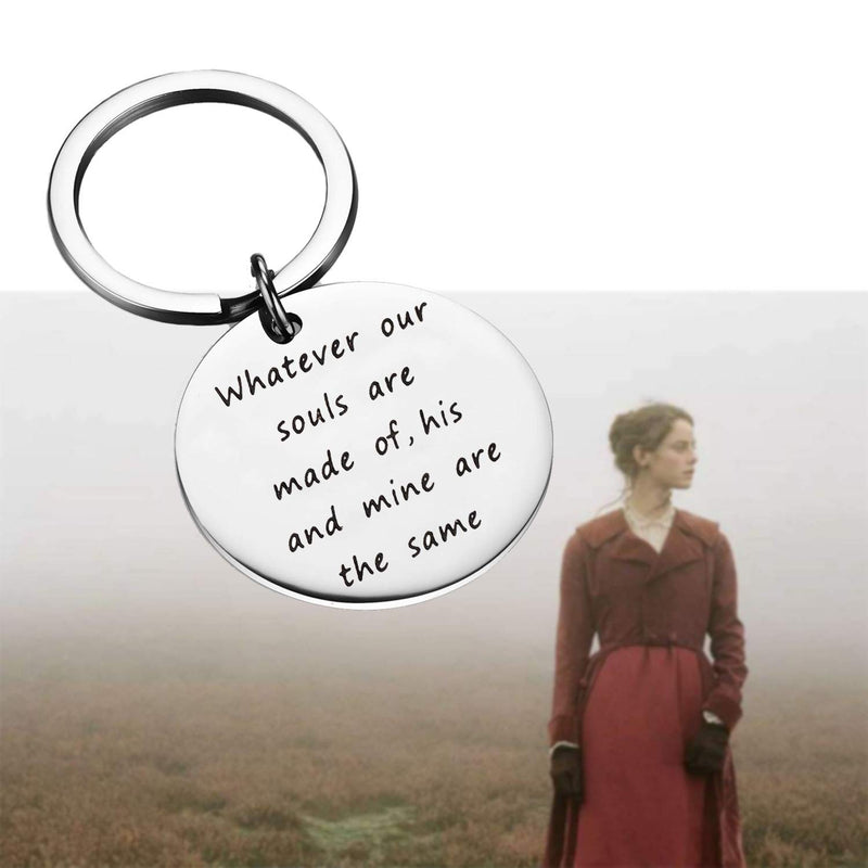 [Australia] - PLITI Romantic Couples Gifts Soulmates Love Gift Wuthering Heights Keychain Whatever Our Souls are Made of His and Mine are The Same Bookish Book Lover Gifts Souls Made Same 