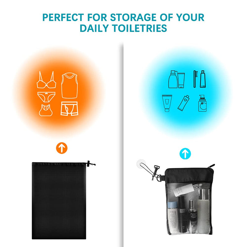 [Australia] - Czyan Toiletry Shower Bag Travel Wash Bag for Women & Men, Hanging Bathroom Mesh Caddy with Wet & Dry Storage Suction Hook Tote for Gym Business 