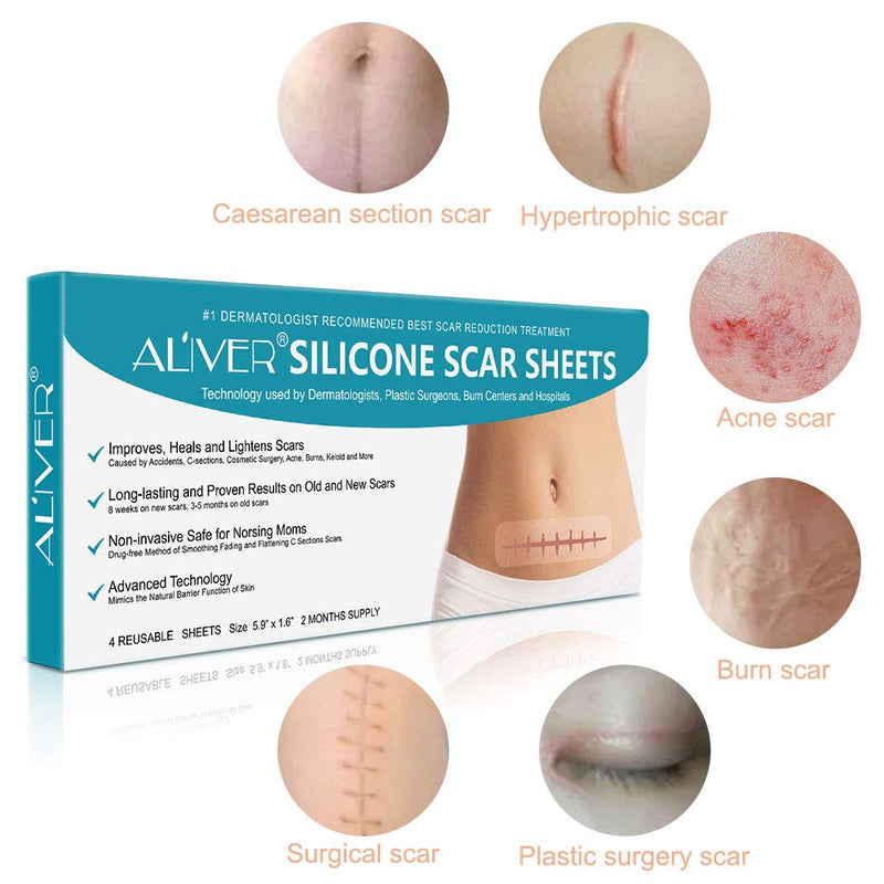 [Australia] - Silicone Scar Sheets, IFUDOIT 4 Sheets Reusable Silicone Scar Removal Sheets, Effectively Repair Scars Resulting from Surgery, Injury, Burns, Acne, C-Section 1 Pcs 