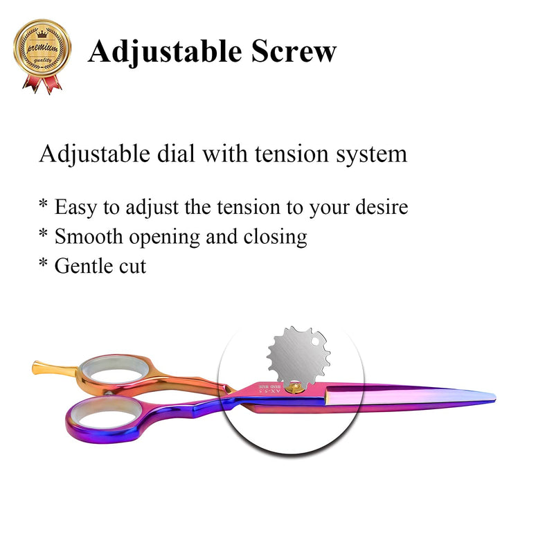 [Australia] - Purple Dragon Hairdressing Scissors Set Multi-Colour 5.5 Inch Hair Cutting & Thinning Scissors Kit for Men Women Kids Home Salon Barber Multi-coiored 