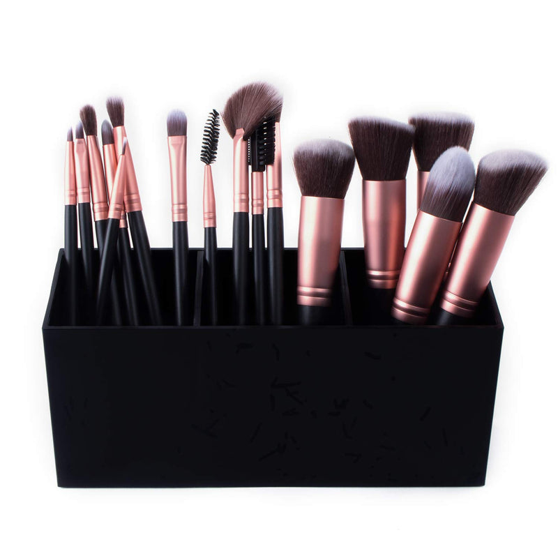 [Australia] - Cosmetic Makeup Black Organizer for Lipstick, Eyeliner Brushes, Lip Pencil Display Rack 3 Slot Vanity Top Holder 