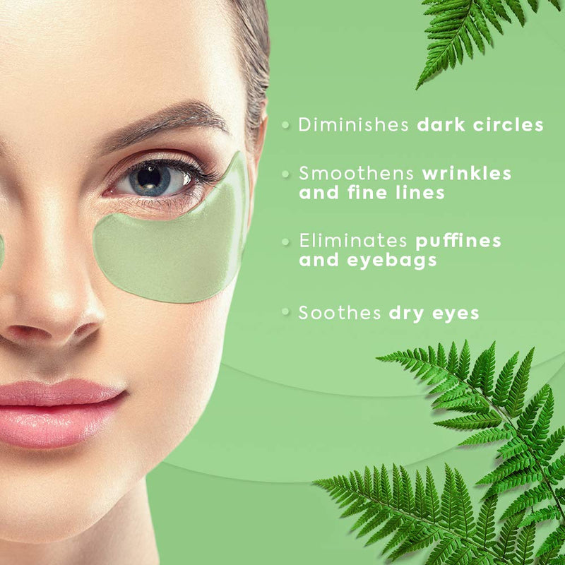 [Australia] - Undereye Gel Patches - Green Tea Eye Gel Patch, Eye Masks for Dark Circles and Puffiness - Collagen Eye Mask Under Eye Pads - Gel Eye Mask for Puffy Eyes - Dark Circles Under Eye Treatment for Women 