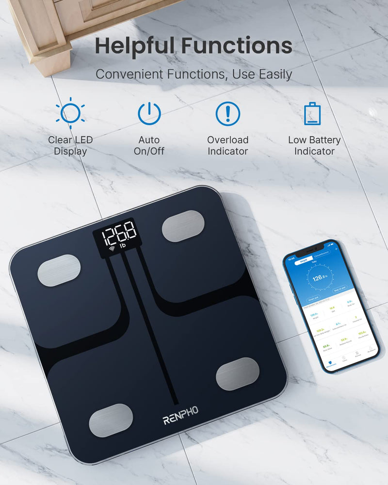 [Australia] - RENPHO Smart Digital WiFi Bluetooth Scale, Portable Bathroom Body Composition Analyzer-RENPHO Bluetooth Body Fat Scale 