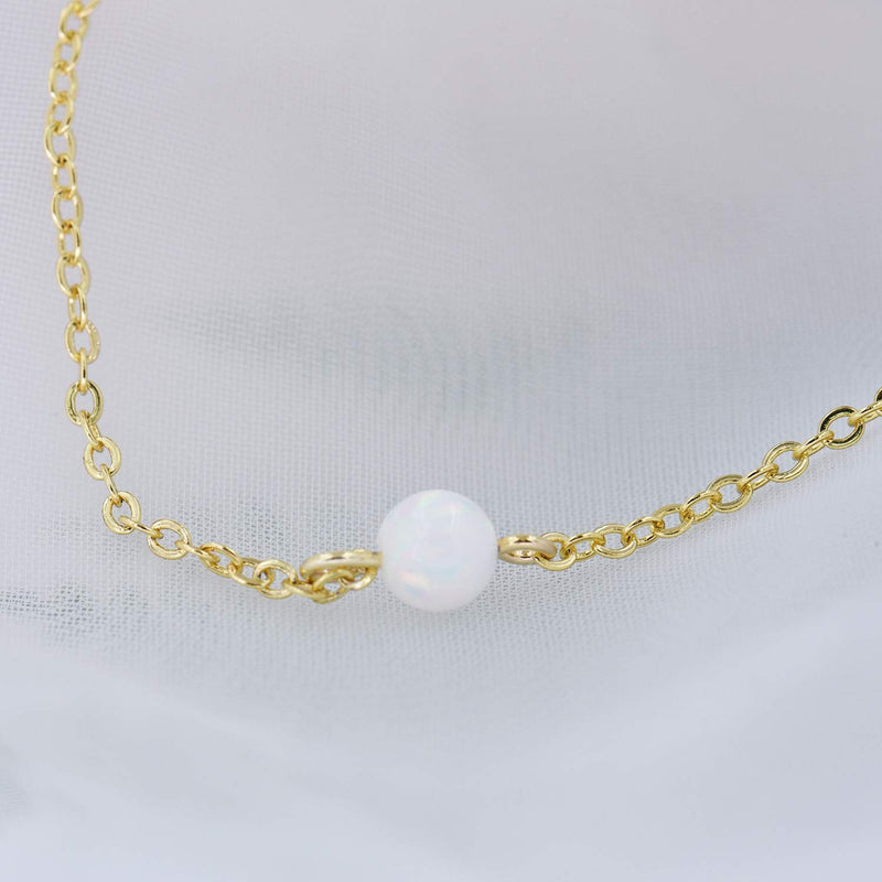 [Australia] - DELLA MODA Single Opal Ball Simple Gold Necklace | 18k Gold Plated Hypoallergenic Brass 