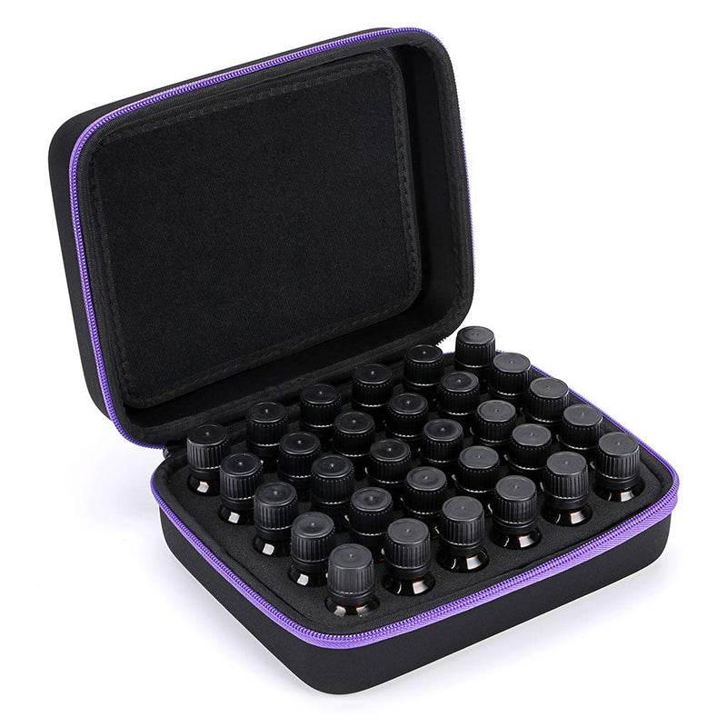 [Australia] - Hipiwe Hard Shell Essential Oil Carrying Case 30 Bottles EVA Essential Oils Storage Bag - Perfect for doTerra and Young Living Oils with Foam Insert (Black + Purple) 