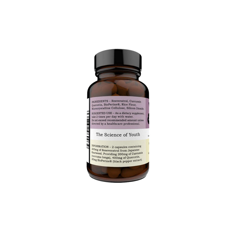 [Australia] - Preservage (60 x 410mg Capsules) | High Strength Trans-Resveratrol, Curcumin, Quercetin, BioPerine | Anti-Aging Supplement, Protects Cells & Tissue | High Absorption | Made in UK by Youth & Earth 