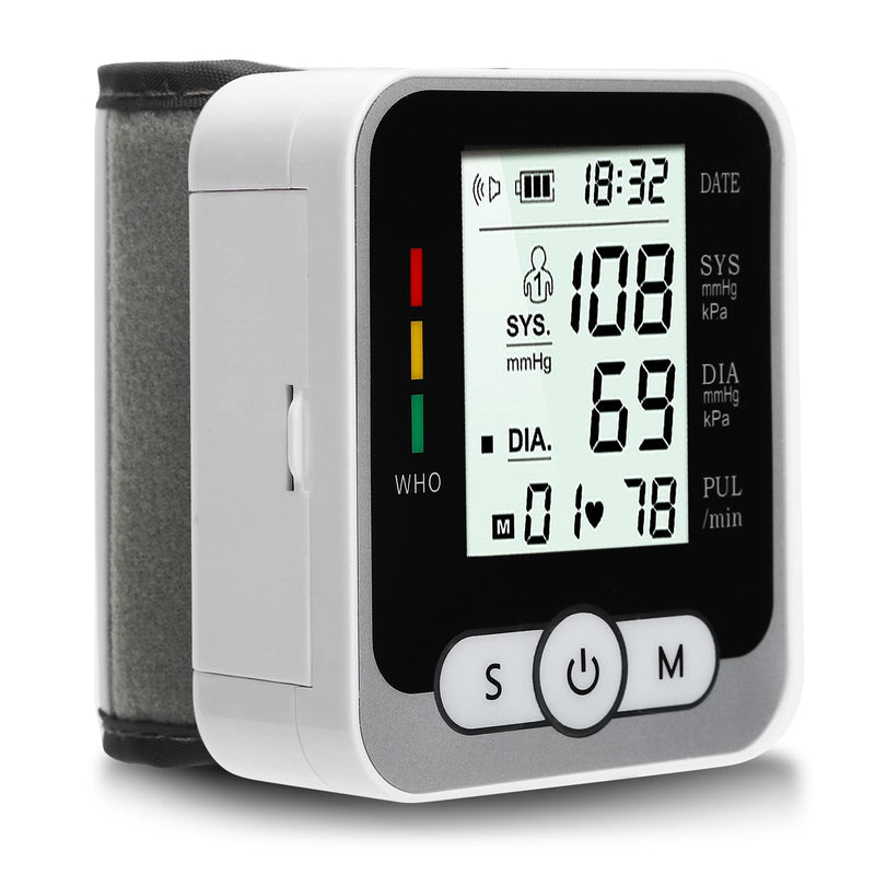 [Australia] - Professional Wrist Blood Pressure Monitor, Wrist Type Blood Pressure Meter with LCD Screen, Voice Broadcast, Healthy Detector for Olds 
