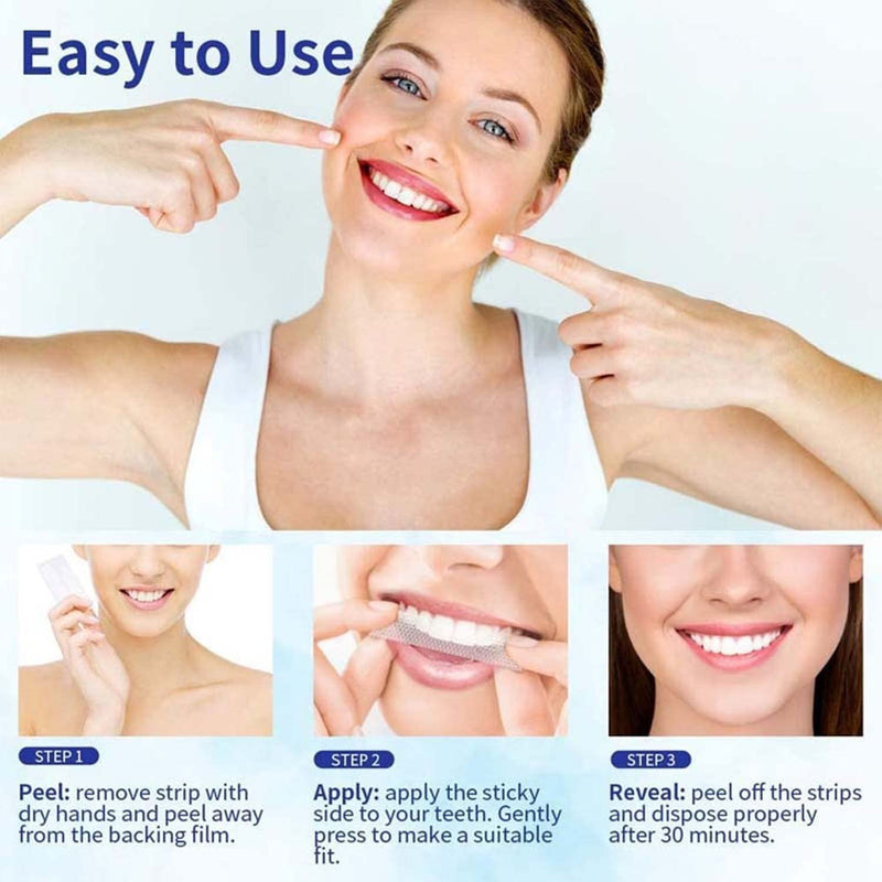 [Australia] - Teeth Whitening Strips, Elastic Gel Non-Sensitive Teeth Whitening Kit, Whitening Strips for Against Yellow Teeth, Smoke Stains, Black Teeth Blue 