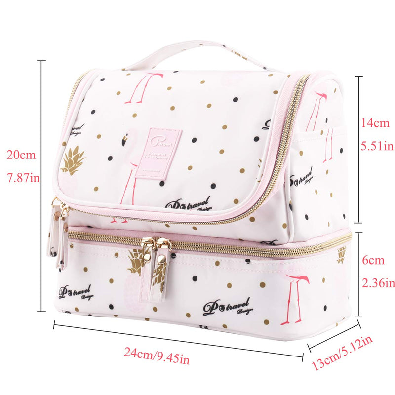 [Australia] - Tuscall Travel Toiletry Bag Hanging Wash Bag with Hanging Hook for Toiletries, Cosmetics - Waterproof Shower Bag for Women, Business, Gym (Pink Flamingo) Pink Flamingo 