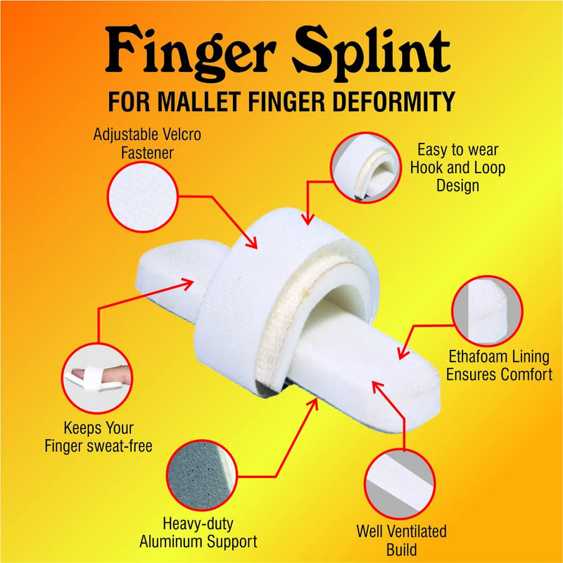 [Australia] - AYUSHYA HEALTH Finger Splint for Mallet Finger Deformity and Post-Surgical Care AND Finger Splint, Universal Size/ 1Pc Finger Splints Support Brace Mallet Splint for Broken fingers 