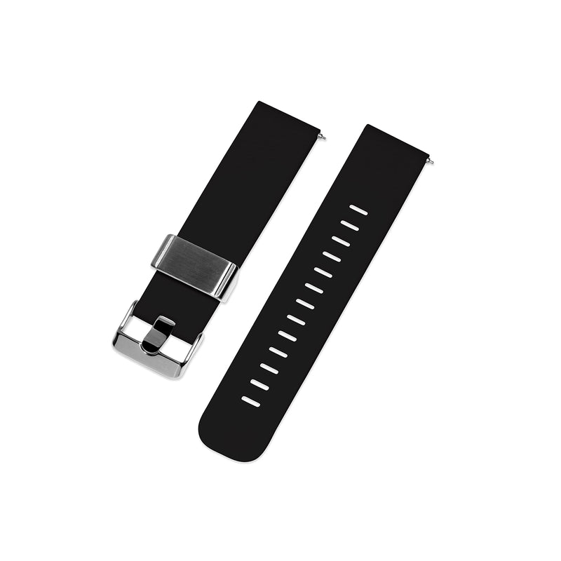 [Australia] - Maker Watch Co. | Soft Silicone Quick Release Replacement Watch Strap | Multiple Colors | 18MM, 20MM, 22MM | Engravable Steel Buckle Black 