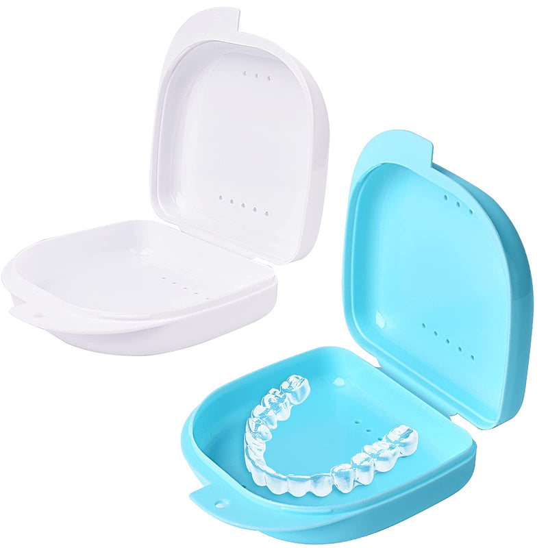 [Australia] - Y-Kelin Retainer Box Retainer Container Partial Denture Box, Light Blue+white 